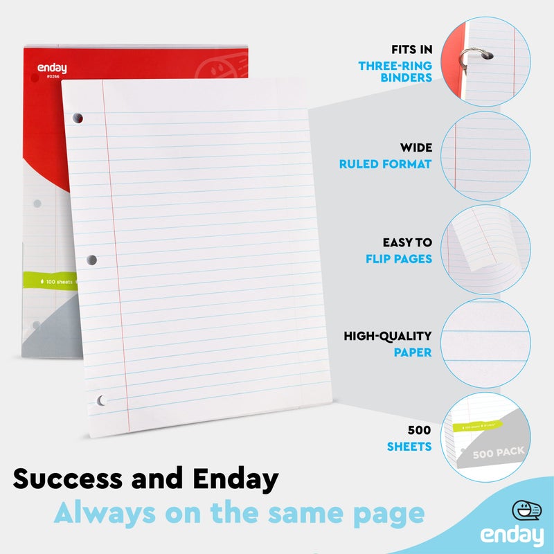 Emraw Wide Ruled Filler Paper  Perfect for Normal Everyday Notetaking 8""x10.5"" x 0.32"" Inch  2 Pack - 100 Sheets Per Pack (Total 200 Sheets) - Image 3
